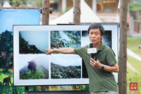 羅春平向自然教育研學(xué)學(xué)子講解岷山中段雪豹調(diào)查取得的階段性成果.jpg